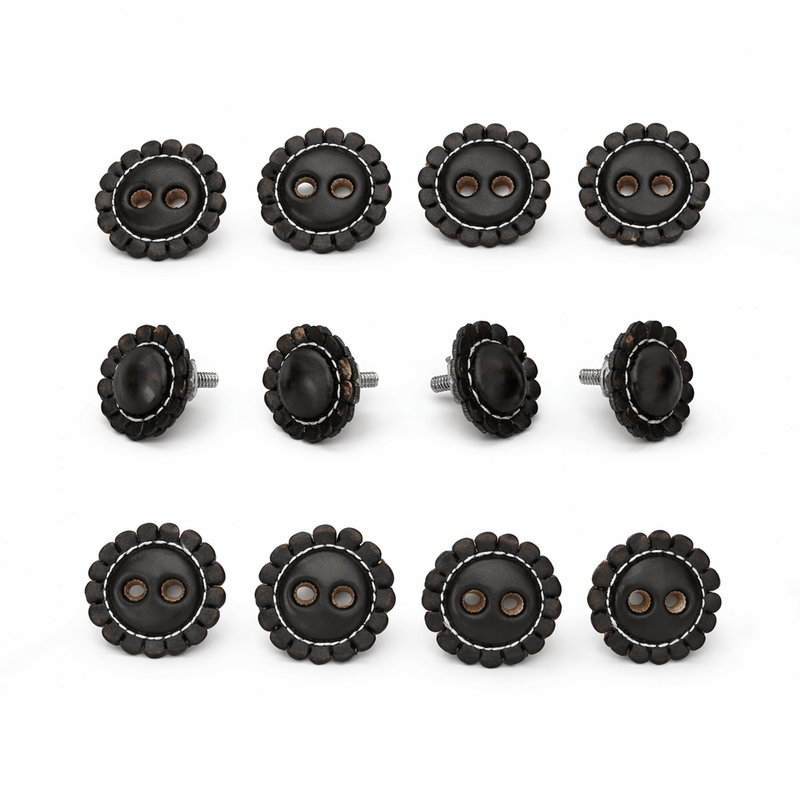 Black Juego De Chapetones Monturas Charras Conchos - M - Royal Saddles - Charro Saddle Parts