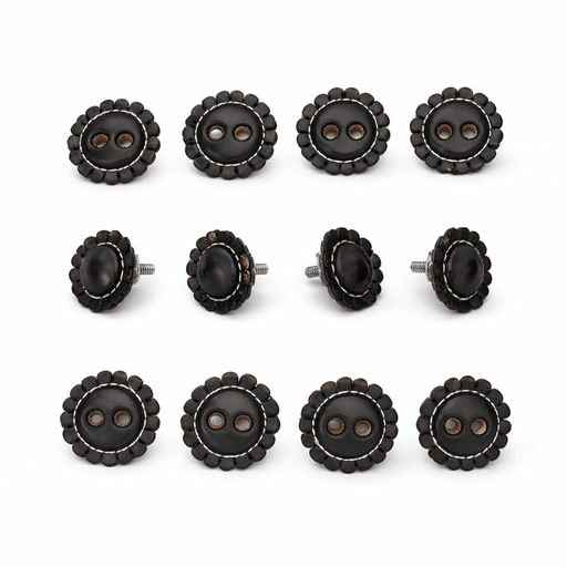 Black Juego De Chapetones Monturas Charras Conchos - M - Royal Saddles - Charro Saddle Parts