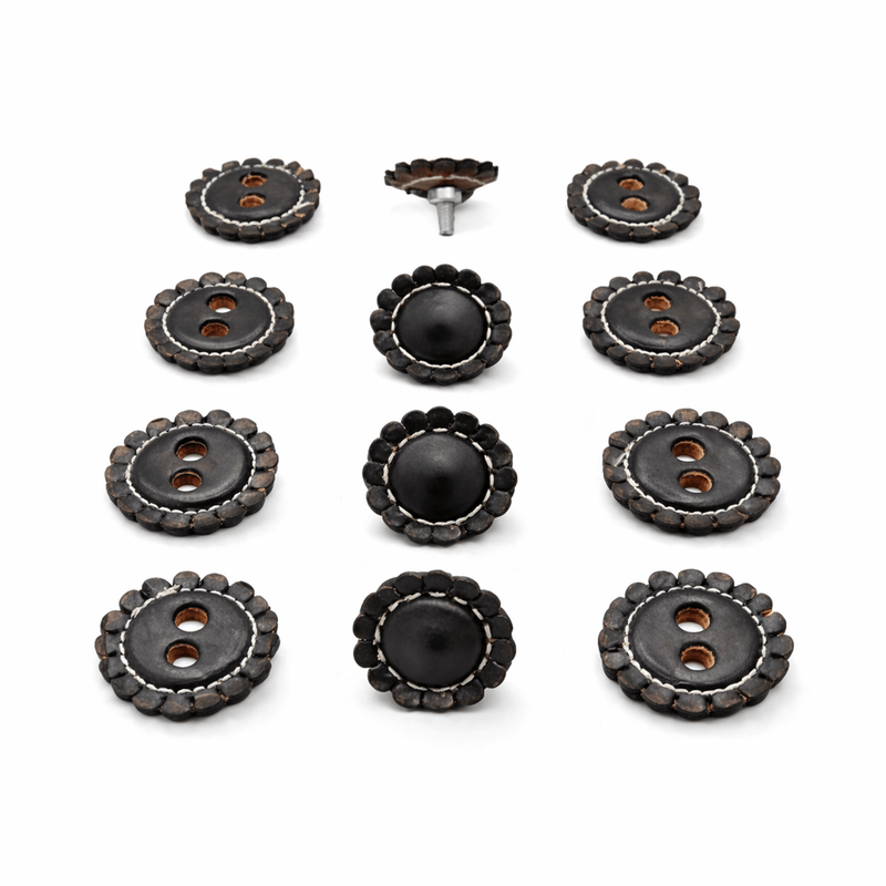 Black Juego De Chapetones Monturas Charras Conchos - M - Royal Saddles - Charro Saddle Parts