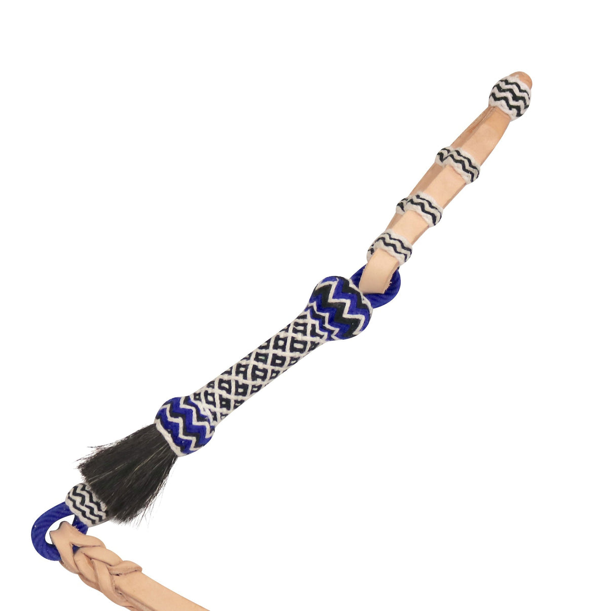 Blue Cuarta Charra Braided Chomite Leather Quirt - M - Royal Saddles - Charro Whips/Cuartas