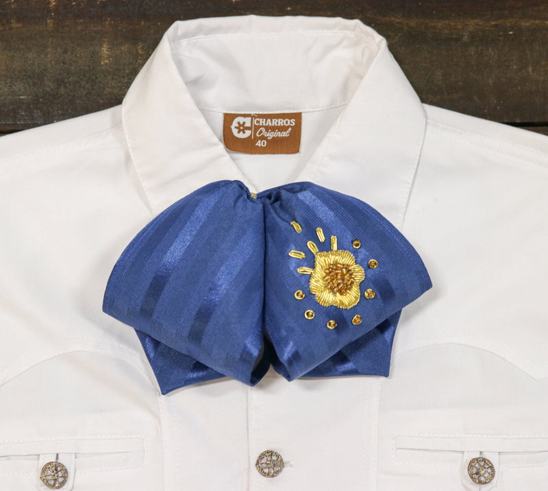 Blue De Canutillo Charro Mono Bowtie Flor - M - Royal Saddles - Monos Charros