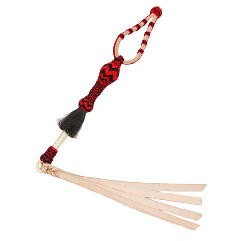 Braided Red Chomite Leather Quirt Cuarta Charra Fina - M - Royal Saddles - Charro Whips/Cuartas