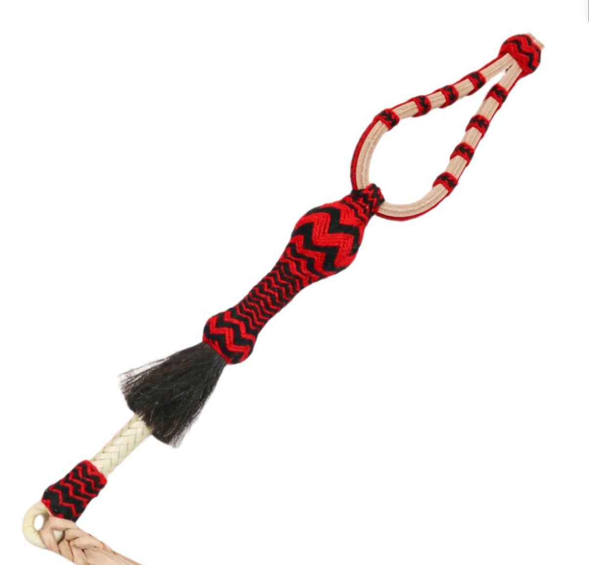 Braided Red Chomite Leather Quirt Cuarta Charra Fina - M - Royal Saddles - Charro Whips/Cuartas
