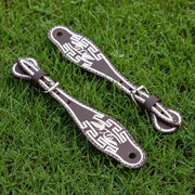 Brown Charro Embroidered Spur Straps (Bordado) | Mexican Leather Espuelas Straps - M - Royal Saddles - Charro Spurs Strap