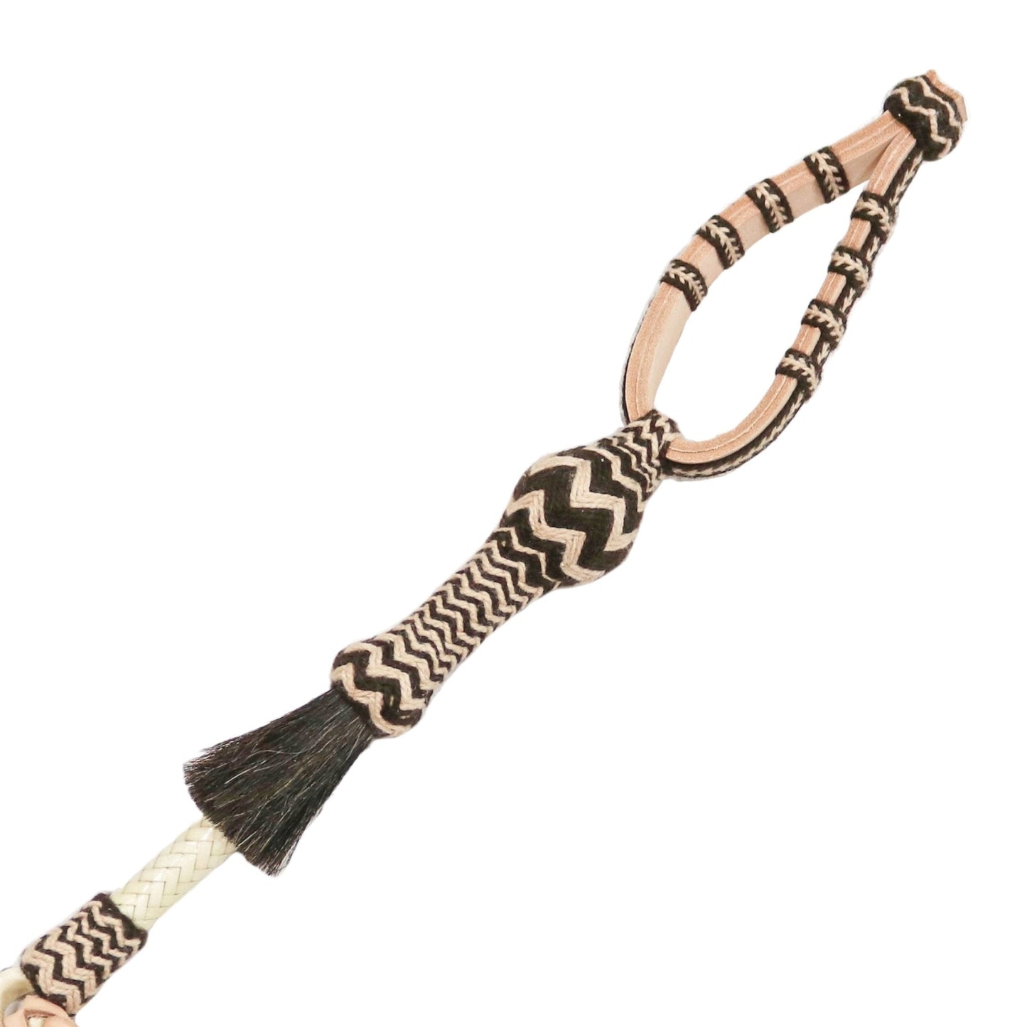 Brown Chomite Fina Braided Leather Quirt Cuarta Charra - M - Royal Saddles - Charro Whips/Cuartas