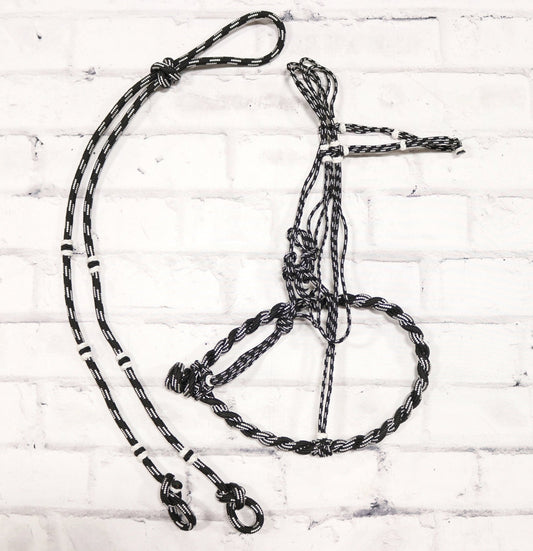Cabresto Charro Black Set Bosalillo Horse Reins Set - M - Royal Saddles - Charro Bozal