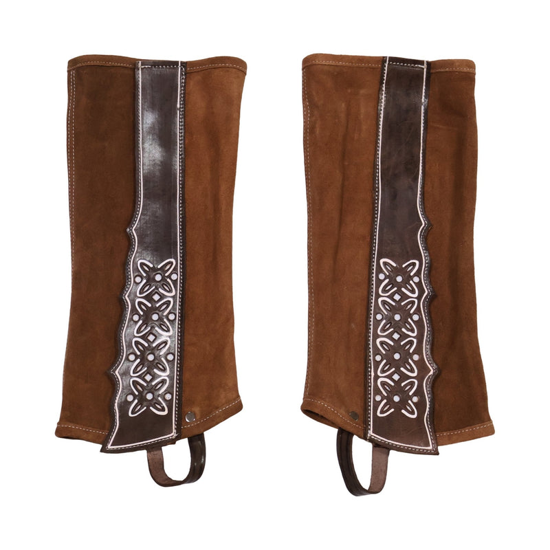 Cafe Polainas (L) Pintadas Gamuza Charro Suede Chaps - M - Royal Saddles - Charro Polainas/Chaps