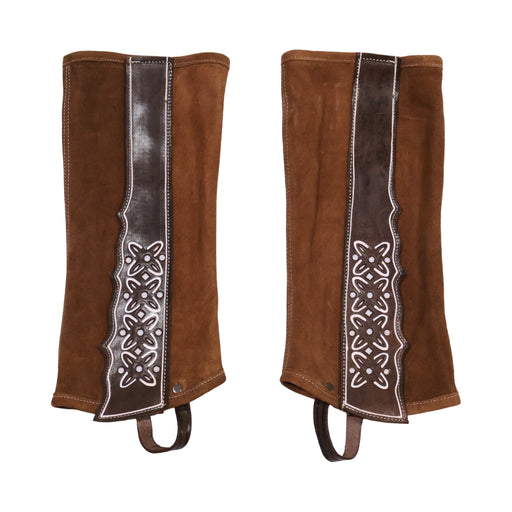 Cafe Polainas (L) Pintadas Gamuza Charro Suede Chaps - M - Royal Saddles - Charro Polainas/Chaps