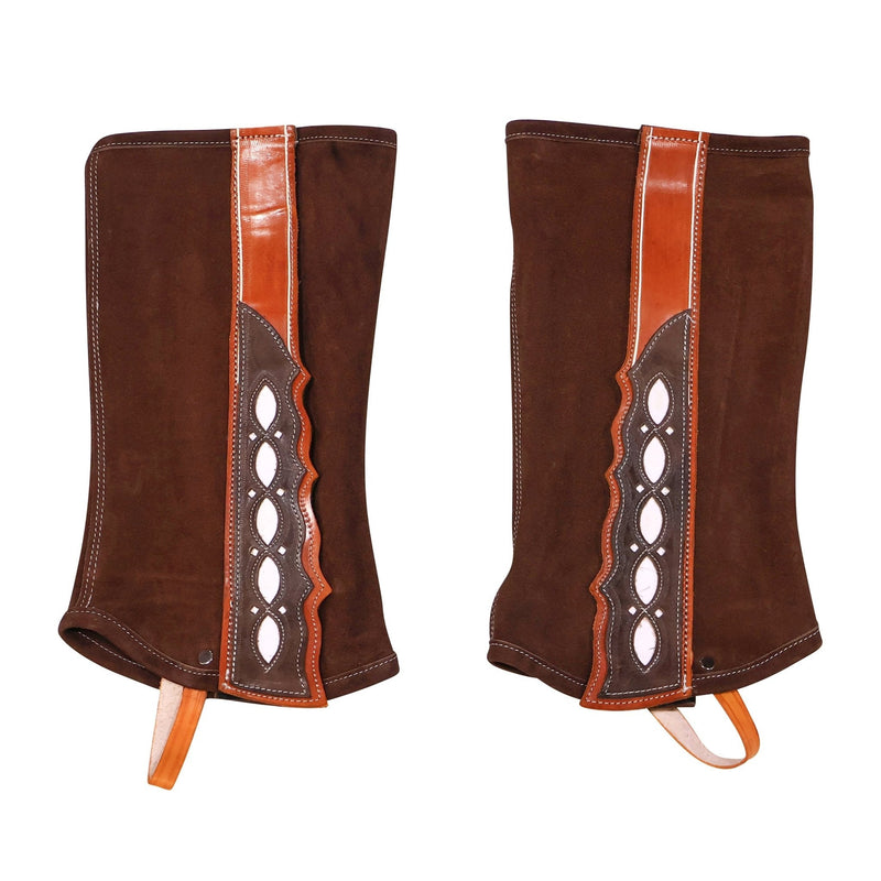 Cafe Polainas (XL) Gamuza Charro Half Suede Chaps - M - Royal Saddles - Charro Polainas/Chaps