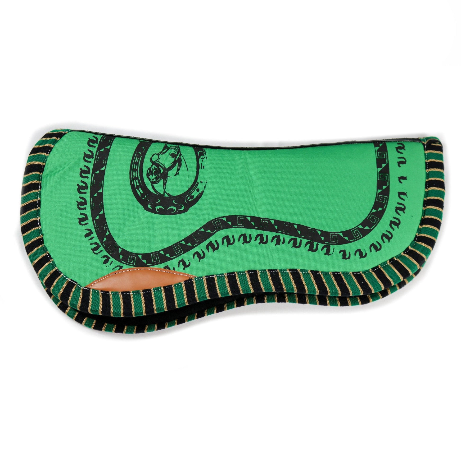 Carona Charra Cola De Pato Verde Green Charro Saddle Pad - M - Royal Saddles - Charro Pads/Caronas