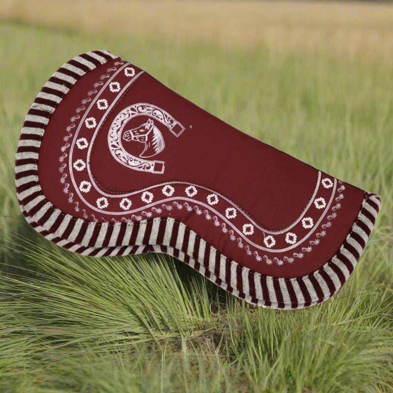Carona Cola de Pato Vino Charra Horse Saddle Pad - M - Royal Saddles - Charro Pads/Caronas
