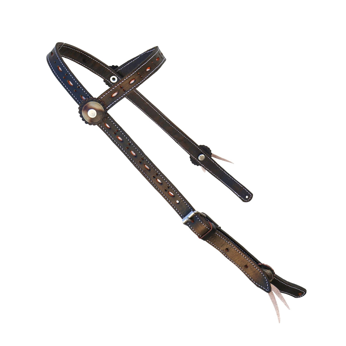 Charcoal Charro Cabezada Boton Hueso Headstall - M - Royal Saddles - Charro Headstalls/Cabezada