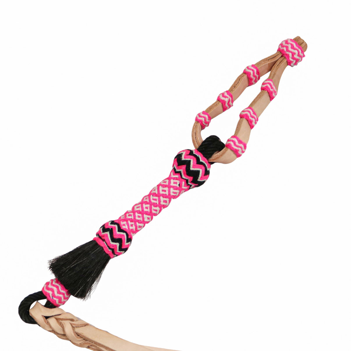 Charra Rosa Blanco Cuarta Quirt Whip Chomite - M - Royal Saddles - Charro Whips/Cuartas