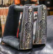 Charro Aguila Mexicana Estribos Leather Stirrups - M - Royal Saddles - Charro Saddle Parts