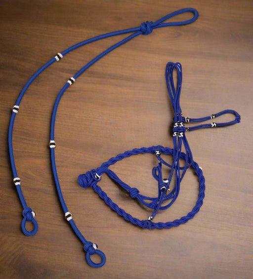 Charro Azul Halter Caballo Bosalillo/Rienda Set - M - Royal Saddles - Charro Bozal