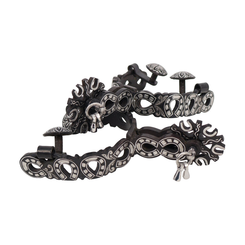 Charro Black Horseshoe Spurs Pavon Espuelas Charras - M - Royal Saddles - 