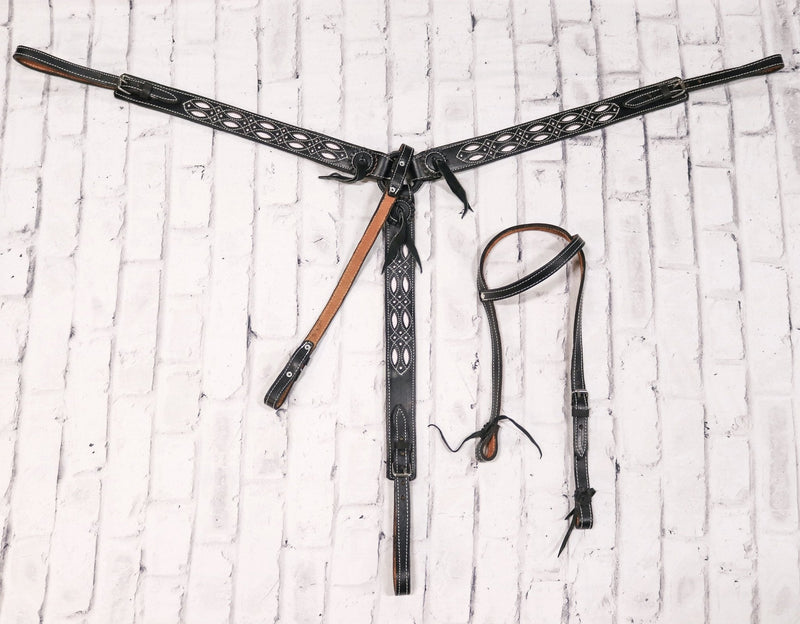 Charro Black Pecho Pretal Cabezada Resacada - M - Royal Saddles - Charro Breastcollar/Pechera