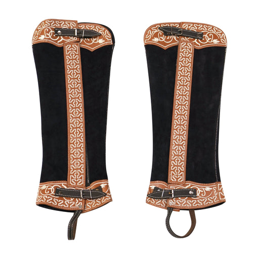 Charro Black Polainas Mexican Gamuza Lienzo Chaps - M - Royal Saddles - Charro Polainas/Chaps