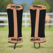 Charro Black Polainas Mexican Gamuza Lienzo Chaps - M - Royal Saddles - Charro Polainas/Chaps