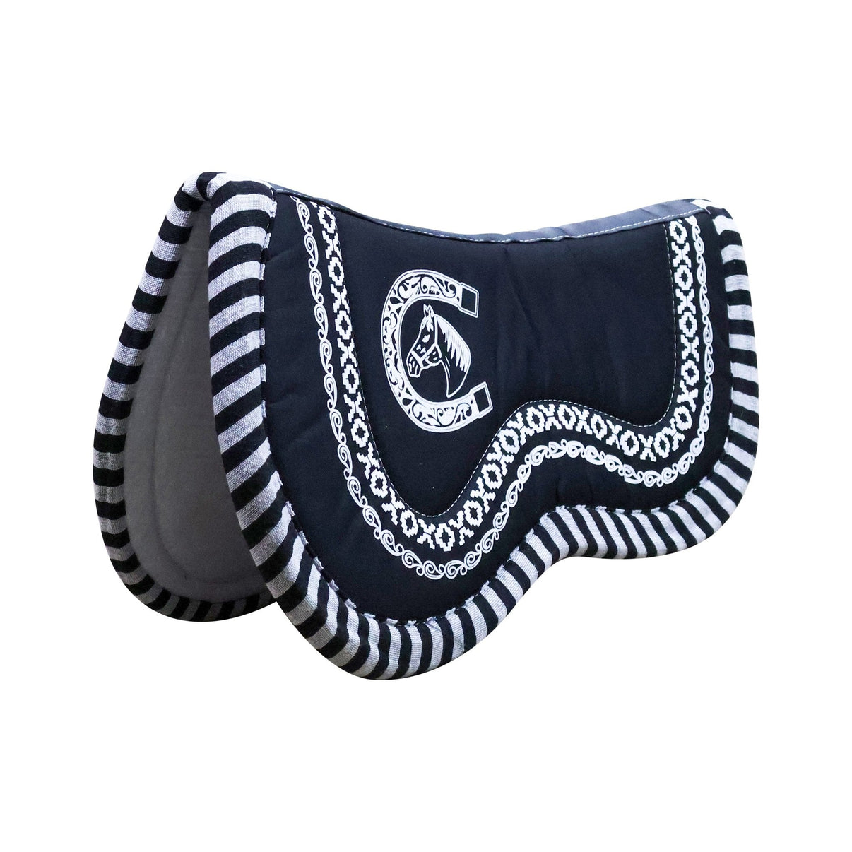 Charro Black Saddle Pad Carona Cola de Pato Negra - M - Royal Saddles - Charro Pads/Caronas