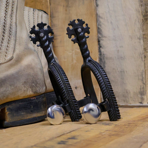 Charro Black Spurs Espuelas Coleadero Lienzo - M - Royal Saddles - Charro Spurs/Espuelas