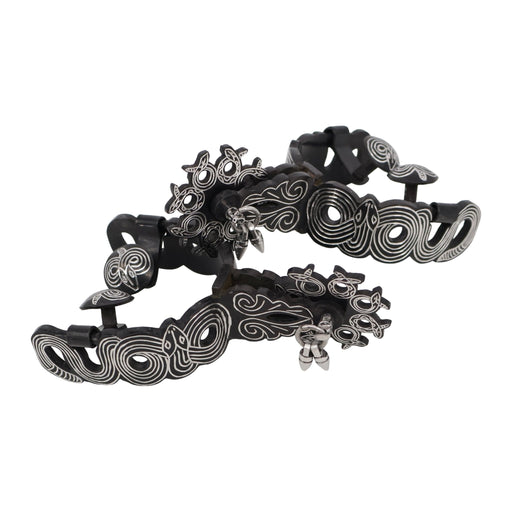 Charro Black Vibora Snake Spurs Pavon Espuelas Charras - M - Royal Saddles - 