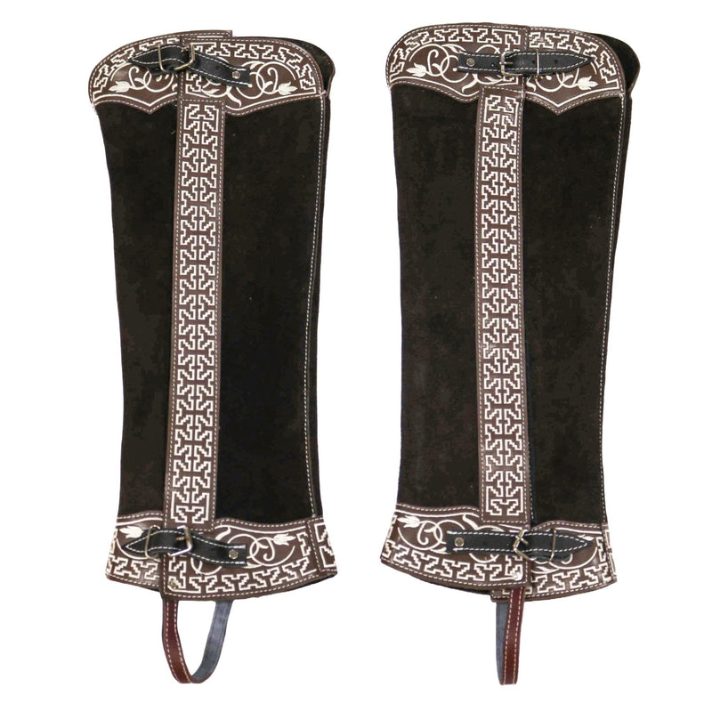 Charro Brown Polainas Cafe Chaps Gamuza Largas - M - Royal Saddles - Charro Polainas/Chaps