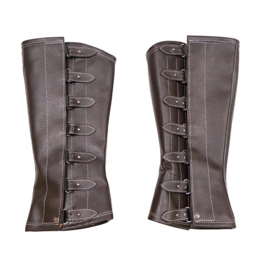 Charro Brown Polainas Espanolas Para Montar Leather Half Chaps - M - Royal Saddles - Charro Polainas/Chaps