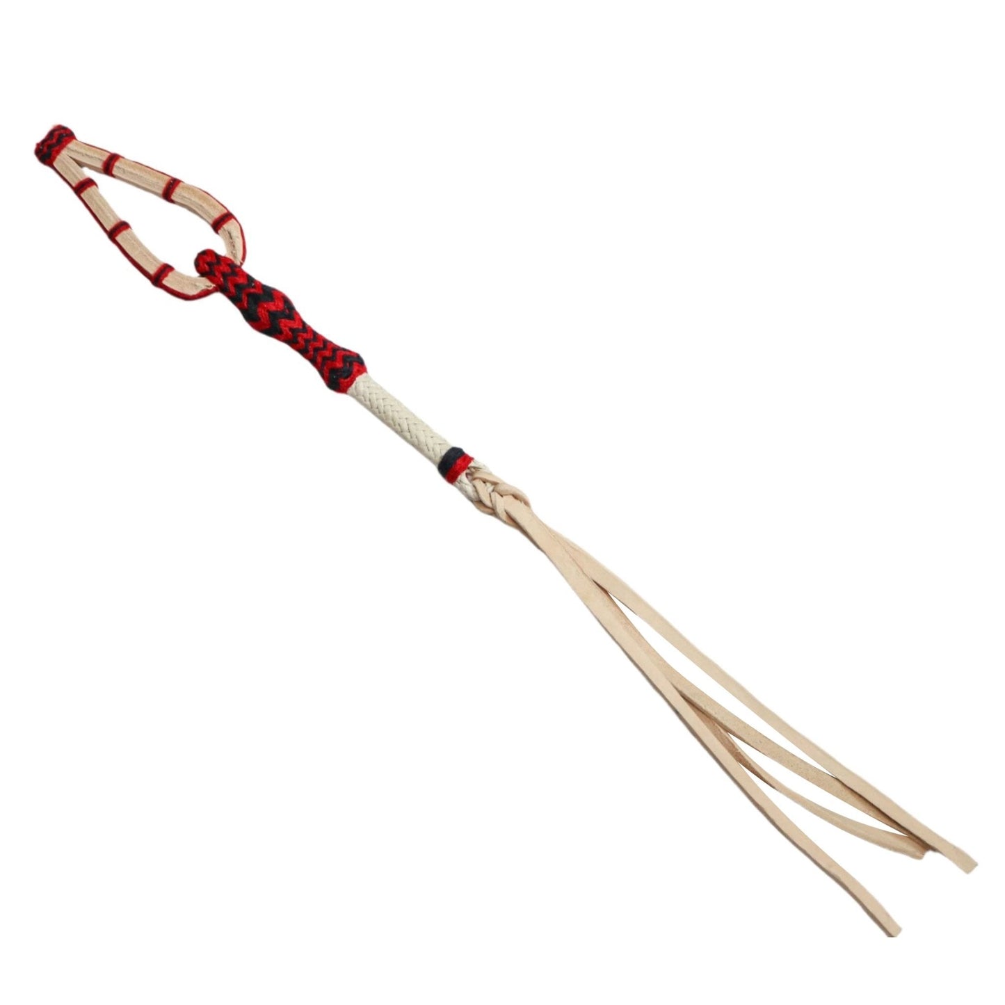 Charro Cuarta Chomite Red Black Rawhide Cotton Quirt Black - M - Royal Saddles - Charro Whips/Cuartas