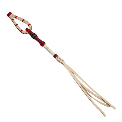 Charro Cuarta Chomite Red Black Rawhide Cotton Quirt Black - M - Royal Saddles - Charro Whips/Cuartas