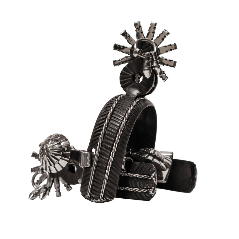 Charro Espuelas Black Charcoal Doble Torsal Spurs - M - Royal Saddles - Charro Spurs/Espuelas