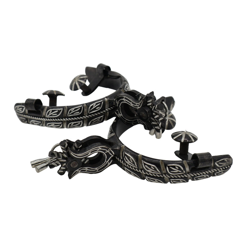 Charro Espuelas Finas Negras Pavonadas Spurs - M - Royal Saddles - Charro Spurs/Espuelas