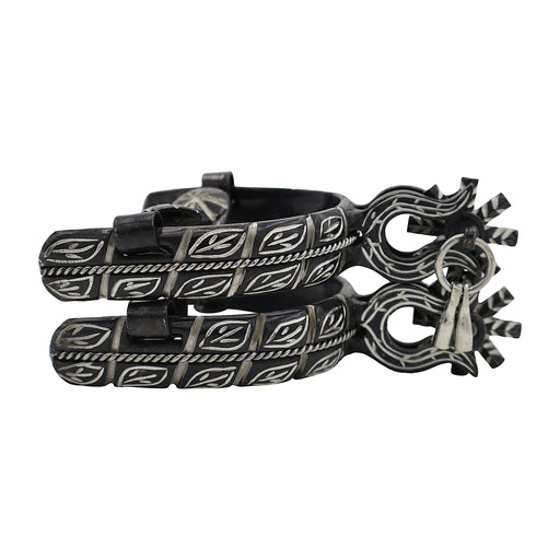 Charro Espuelas Finas Negras Pavonadas Spurs - M - Royal Saddles - Charro Spurs/Espuelas
