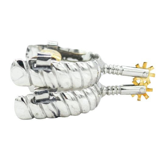 Charro Espuelin Charra Spurs Acero Espuelas Diseno - M - Royal Saddles - Charro Spurs/Espuelas