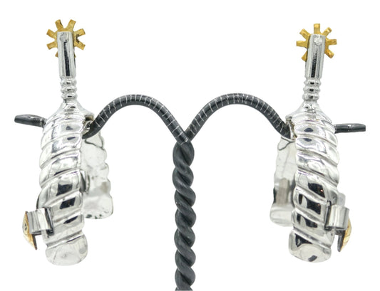 Charro Espuelin Charra Spurs Acero Espuelas Diseno - M - Royal Saddles - Charro Spurs/Espuelas