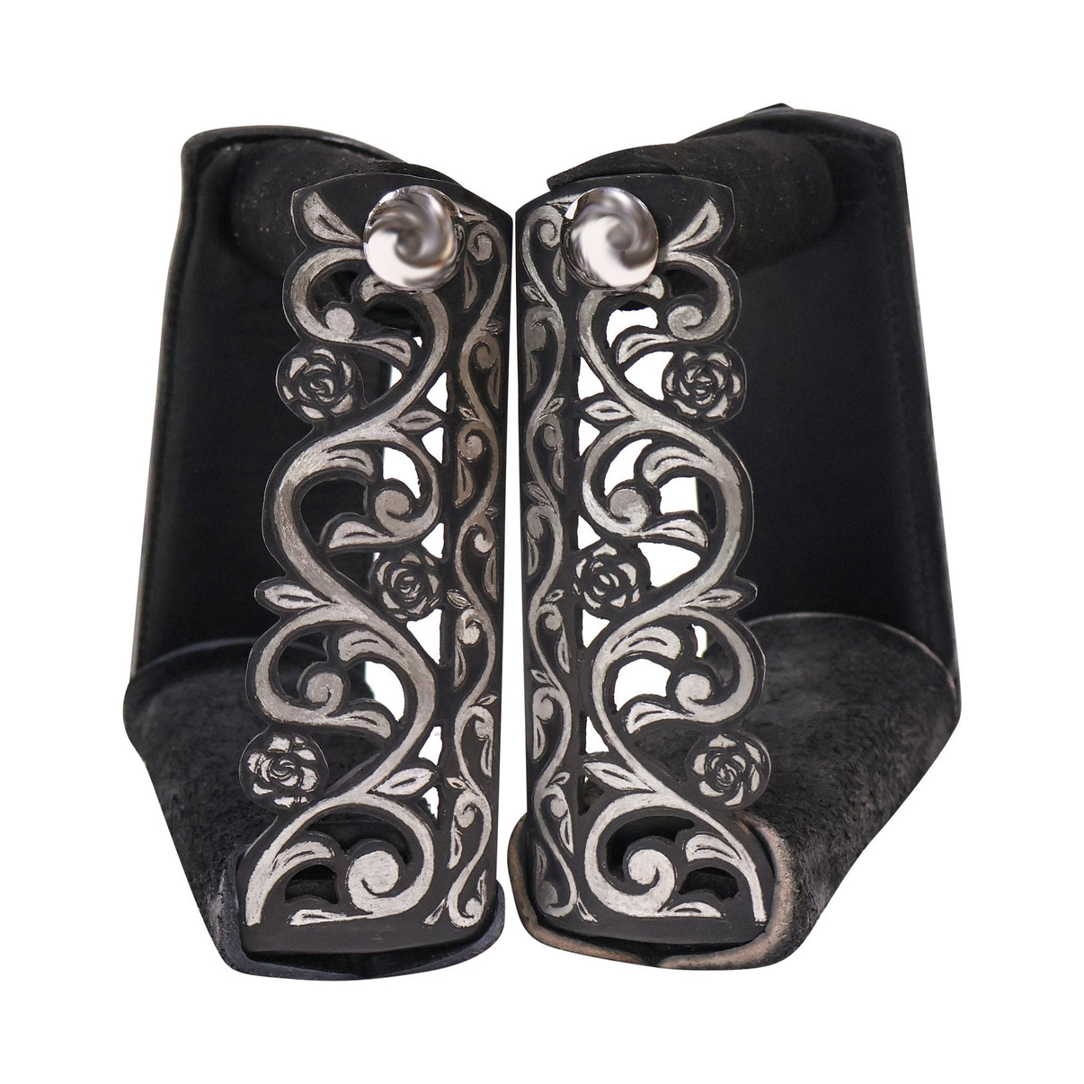 Charro Estribos Acero Calados Black Stirrups Rose - M - Royal Saddles - Charro Saddle Parts