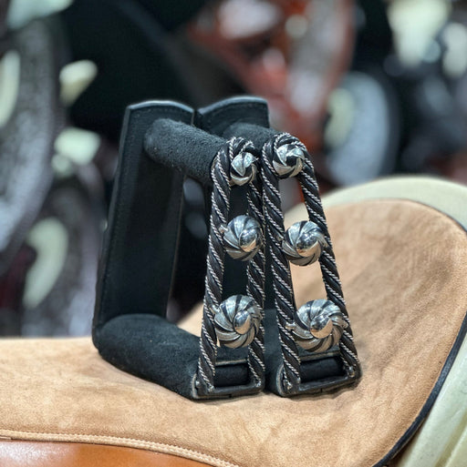 Charro Estribos Twist Torcidos Acero Stirrups - M - Royal Saddles - Charro Saddle Parts