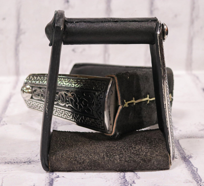 Charro Greca Stirrups Estribos Acero Inoxidable - M - Royal Saddles - Charro Saddle Parts
