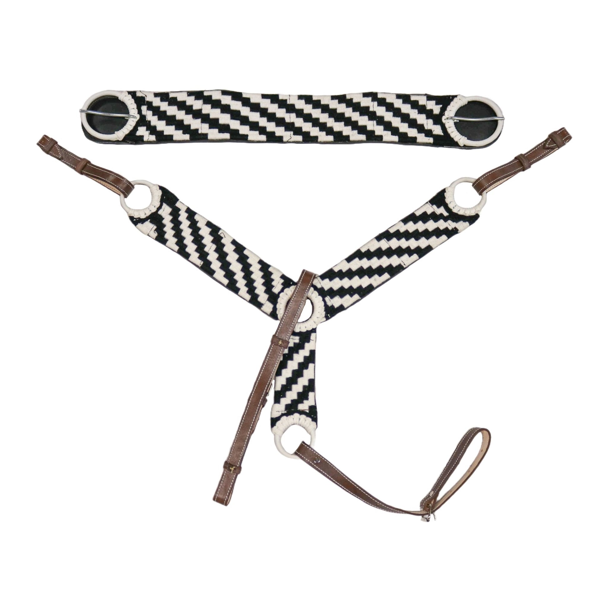 Charro Horse Breastcollar/ 35" Cincho Set Fino Blanco - M - Royal Saddles - Charro Breastcollar/Pechera