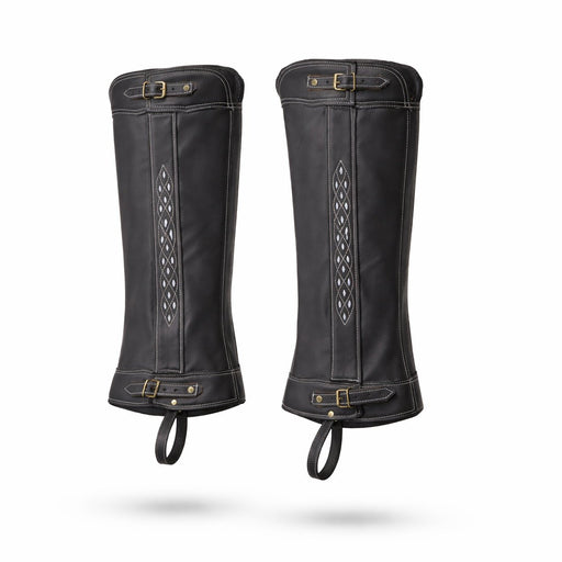 Charro Leather Black Piel Polainas Villistas Charras Chaps - M - Royal Saddles - Charro Polainas/Chaps