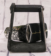 Charro Leather Stirrups Estribos Charros Stainless Steel - M - Royal Saddles - Charro Saddle Parts