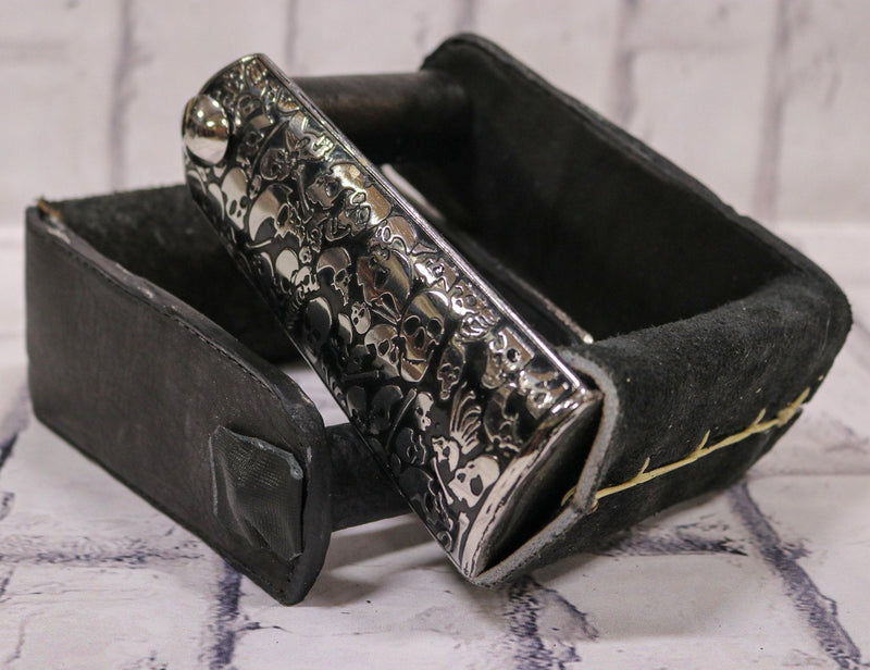Charro Leather Stirrups Estribos Charros Stainless Steel - M - Royal Saddles - Charro Saddle Parts