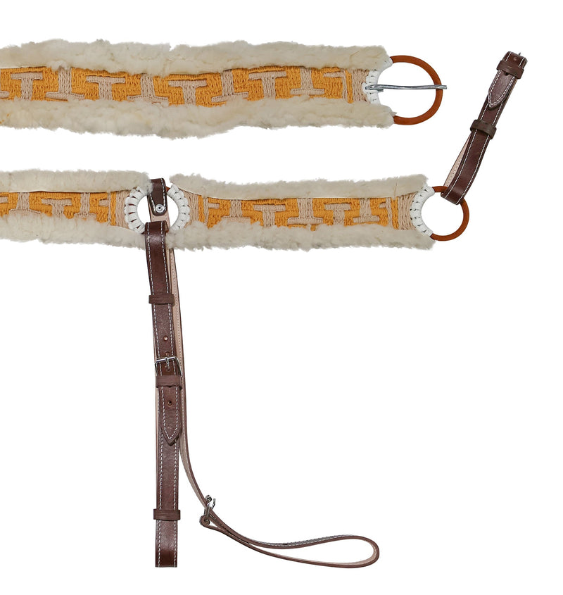 Charro Natural Wool Borrega Pecho Pretal 33.5" Cincho - M - Royal Saddles - Charro Breastcollar/Pechera