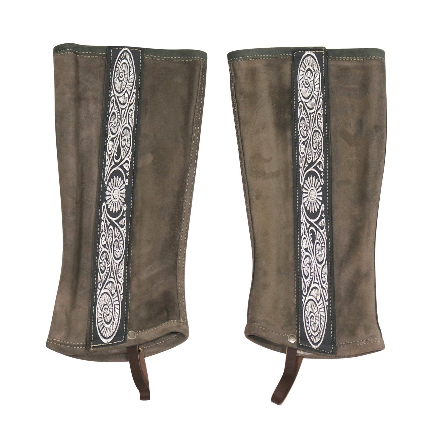 Charro Polainas (M) Gray Greca Gamuza Chaps - M - Royal Saddles - Charro Polainas/Chaps