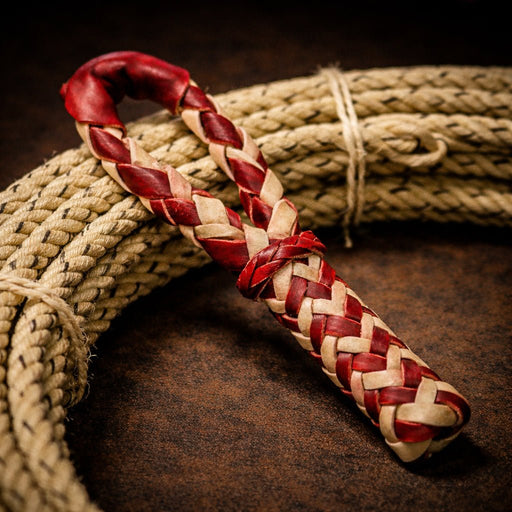 Charro Rawhide Red Hondilla Rope Lariat Rosadera - M - Royal Saddles - Ropes/Sogas