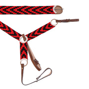 Charro Red Black Pechera Tack Saddle 35.5" Cincho Set - M - Royal Saddles - Charro Breastcollar/Pechera