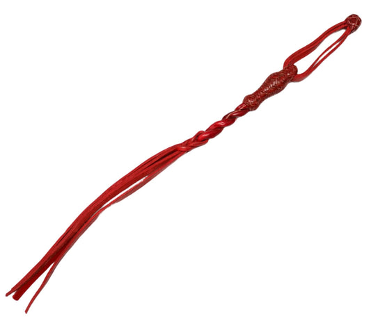 Charro Red Braided Leather Quirt Cuarta Charra - M - Royal Saddles - Charro Whips/Cuartas