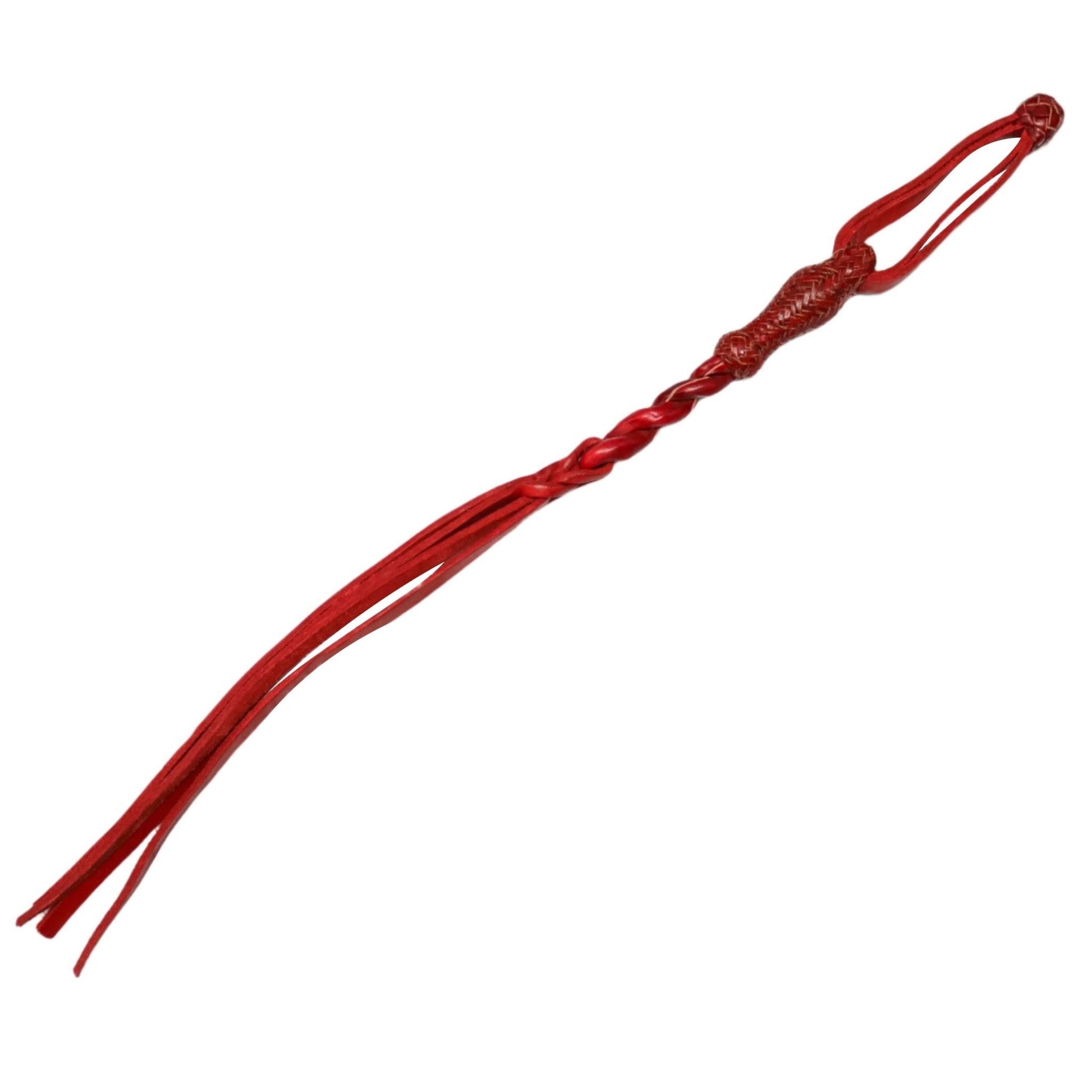 Charro Red Braided Leather Quirt Cuarta Charra - M - Royal Saddles - Charro Whips/Cuartas