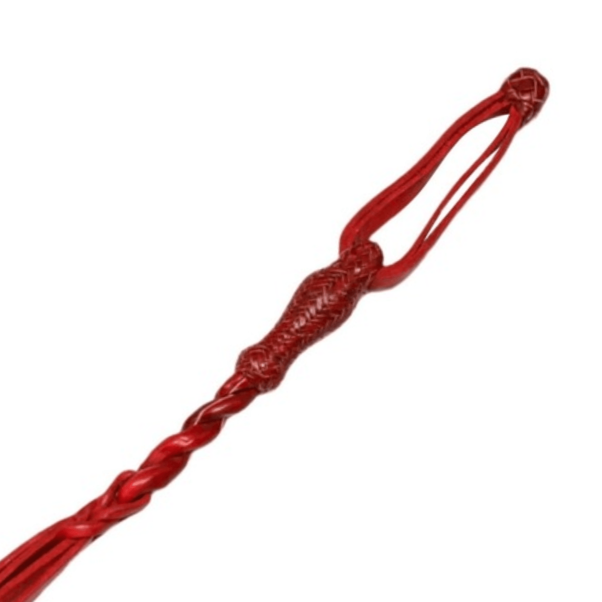 Charro Red Braided Leather Quirt Cuarta Charra - M - Royal Saddles - Charro Whips/Cuartas