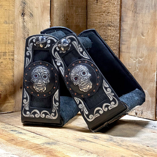 Charro Saddle Black Custom Stirrups Estribos Montura - M - Royal Saddles - Charro Saddle Parts